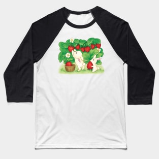 Cute Rabbits Strawberry Picking Baseball T-Shirt